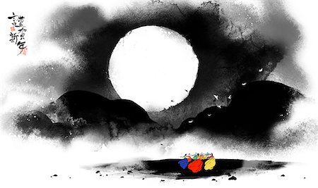 pleine lune - Traditional Korean circle dance play Photographie de stock - Premium Libres de Droits, Code: 6111-06728977
