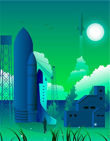 pictures of space rockets - Illustration of rocket Stock Photo - Premium Royalty-Free, Code: 6111-06729042