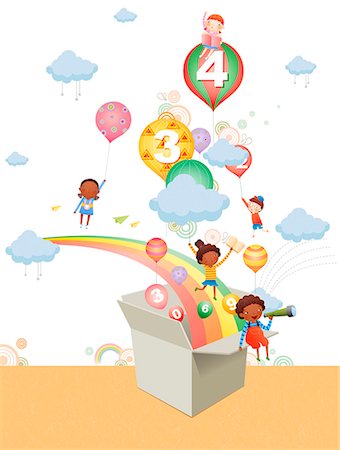 Children Playing With Numbers Stock Photo - Premium Royalty-Free, Code: 6111-06729312