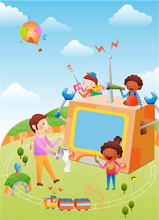 Children Playing With Toy Stock Photo - Premium Royalty-Free, Code: 6111-06729318