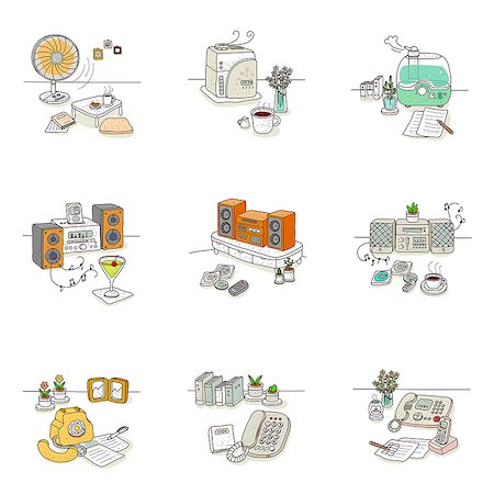 simsearch:6111-06838221,k - Set of various technology icons Stock Photo - Premium Royalty-Free, Code: 6111-06837048