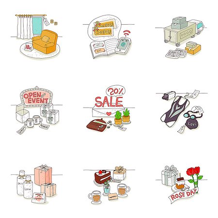 dessiner (art) - Set of various icons for sale Photographie de stock - Premium Libres de Droits, Code: 6111-06837067