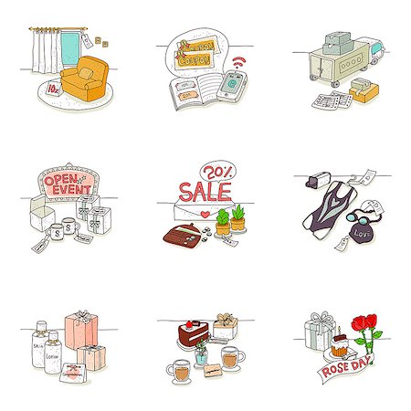 purse open - Set of various icons for sale Stock Photo - Premium Royalty-Free, Code: 6111-06837067