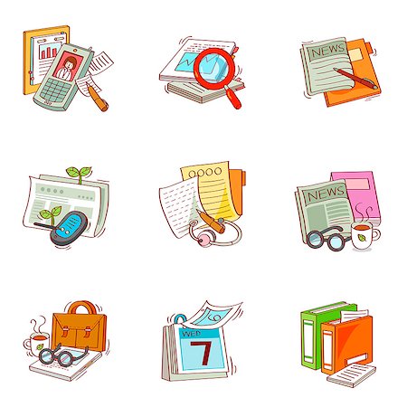 simsearch:6111-06838222,k - Set of various business related icons Stock Photo - Premium Royalty-Free, Code: 6111-06837078