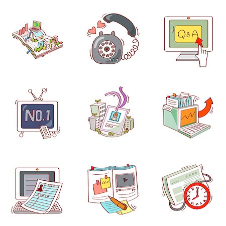 simsearch:6111-06837059,k - Set of various business related icons Foto de stock - Royalty Free Premium, Número: 6111-06837080