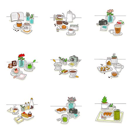 simsearch:6111-06838221,k - Set of various food icons Stock Photo - Premium Royalty-Free, Code: 6111-06837026