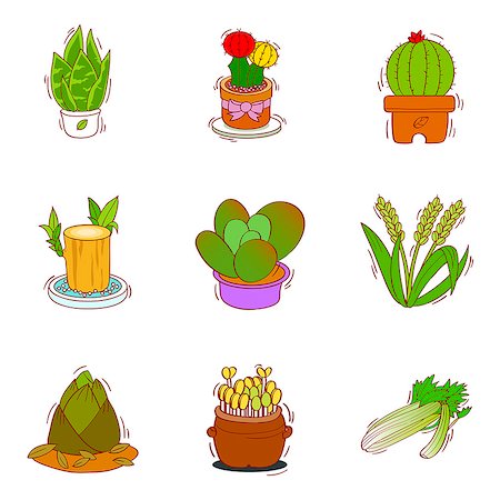 simsearch:6111-06838525,k - Set of various plant related icons Foto de stock - Royalty Free Premium, Número: 6111-06837152