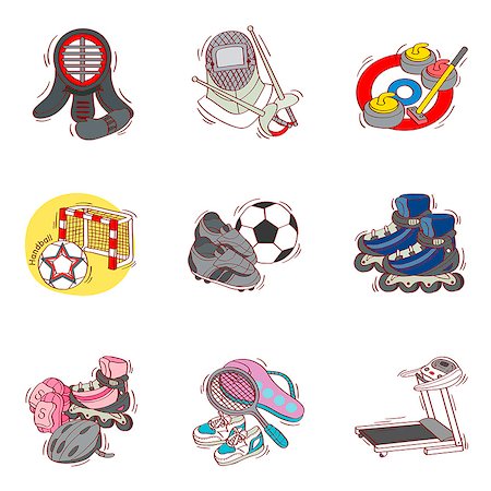 footwear icons - Set of various sport related icons Photographie de stock - Premium Libres de Droits, Code: 6111-06837176