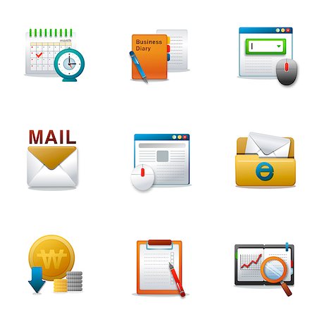 simsearch:6111-06838623,k - Set of various business related icons Stock Photo - Premium Royalty-Free, Code: 6111-06837196