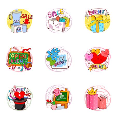 simsearch:6111-06837256,k - Set of various shopping related icons Stock Photo - Premium Royalty-Free, Code: 6111-06837114