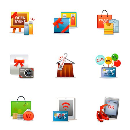 simsearch:6111-06837283,k - Set of various shopping related icons Photographie de stock - Premium Libres de Droits, Code: 6111-06837242