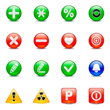 exclamation - Set of various button icons Stock Photo - Premium Royalty-Free, Code: 6111-06837251