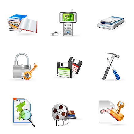 Set of various icons Stock Photo - Premium Royalty-Free, Code: 6111-06837266