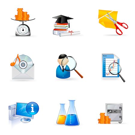 simsearch:6111-06838710,k - Set of various business and education related icons Foto de stock - Sin royalties Premium, Código: 6111-06837271