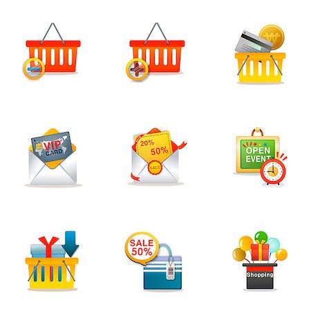 simsearch:6111-06838525,k - Set of various shopping related icons Foto de stock - Royalty Free Premium, Número: 6111-06837233