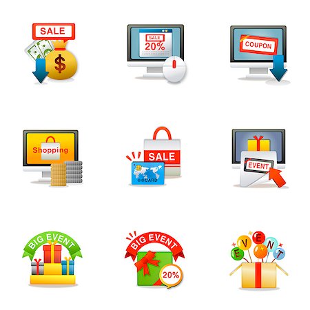 evento - Set of various shopping related icons Foto de stock - Sin royalties Premium, Código: 6111-06837237