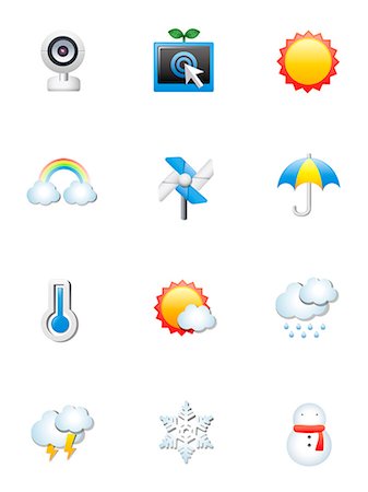 Set of various weather icons Foto de stock - Sin royalties Premium, Código: 6111-06837314