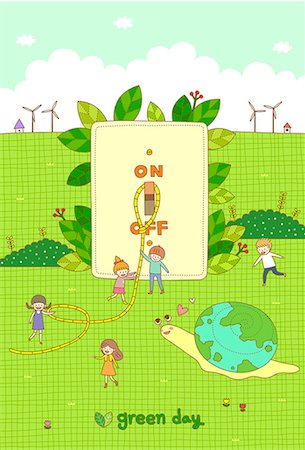 simsearch:6111-06838599,k - An illustration representing ecology and renewable energy. Stock Photo - Premium Royalty-Free, Code: 6111-06837667