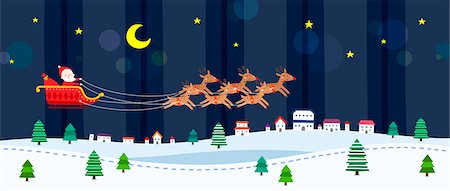 festive - Santa Claus in sleigh Stock Photo - Premium Royalty-Free, Code: 6111-06837677