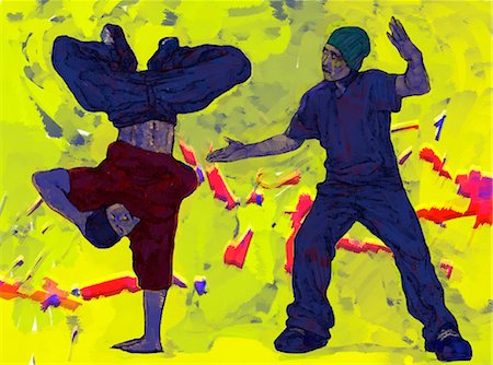 Two men break dancing Stock Photo - Premium Royalty-Free, Code: 6111-06837637