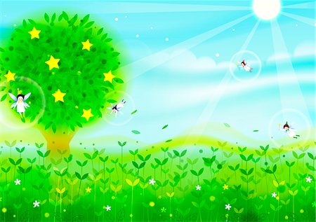 simsearch:6111-06837739,k - Angel flying above field in spring Photographie de stock - Premium Libres de Droits, Code: 6111-06837707