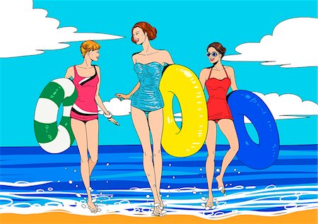 retro bathing suit - An illustration in the style of pop art. Stock Photo - Premium Royalty-Free, Code: 6111-06837879