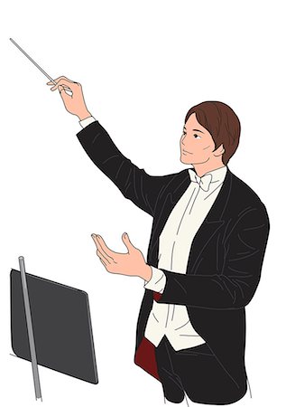 pupitre (musique) - Conductor waving a baton Photographie de stock - Premium Libres de Droits, Code: 6111-06838043