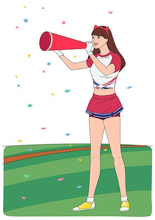 Cheerleader standing and holding megaphone Stock Photo - Premium Royalty-Free, Code: 6111-06838047