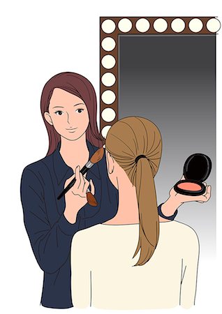 female model mirror - Makeup artist applying makeup to model Stock Photo - Premium Royalty-Free, Code: 6111-06838058