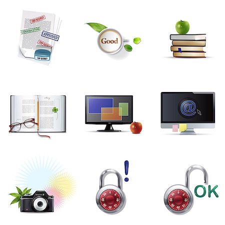 simsearch:6111-06838222,k - Set of various security related icons Stock Photo - Premium Royalty-Free, Code: 6111-06838080
