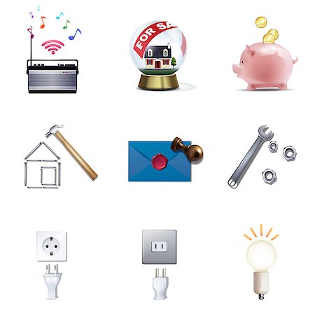 radio studio - Set of various icons Photographie de stock - Premium Libres de Droits, Code: 6111-06838085