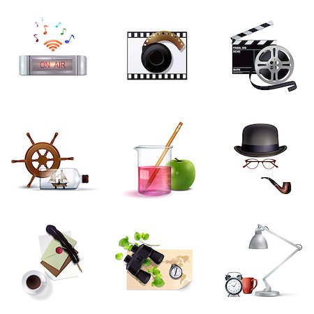 film reel color - Set of various icons Stock Photo - Premium Royalty-Free, Code: 6111-06838088