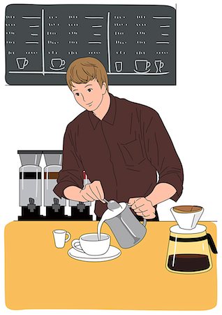 simsearch:614-06002323,k - Waiter making coffee in café Stockbilder - Premium RF Lizenzfrei, Bildnummer: 6111-06838004