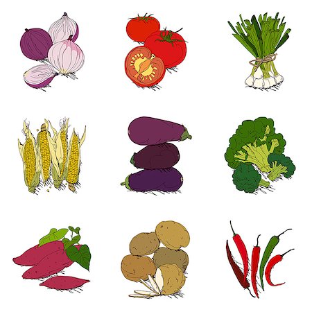 Set of various vegetable related icons Stock Photo - Premium Royalty-Free, Code: 6111-06838196