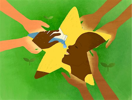 An illustration showing children engaging in an environmental issue. Stock Photo - Premium Royalty-Free, Code: 6111-06838273