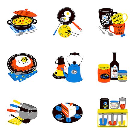 spoon icons - Set of various crockeries Stock Photo - Premium Royalty-Free, Code: 6111-06838213