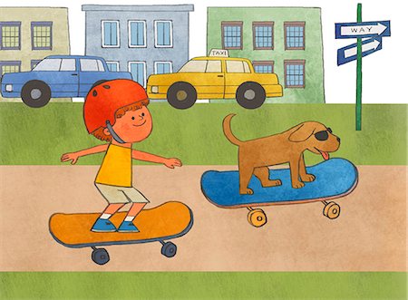 dog sport - An illustration of a child at play. Stock Photo - Premium Royalty-Free, Code: 6111-06838305