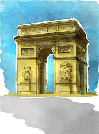 Illustration of Arc de Triomphe Stock Photo - Premium Royalty-Free, Code: 6111-06838324