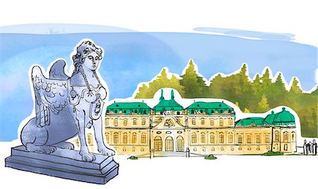 palace - Illustration of Belvedere palace Stock Photo - Premium Royalty-Free, Code: 6111-06838336