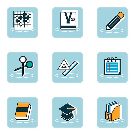 simsearch:6111-06838455,k - Set of various education related icons Stock Photo - Premium Royalty-Free, Code: 6111-06838440