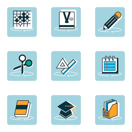 simsearch:6111-06837116,k - Set of various education related icons Stock Photo - Premium Royalty-Free, Code: 6111-06838440