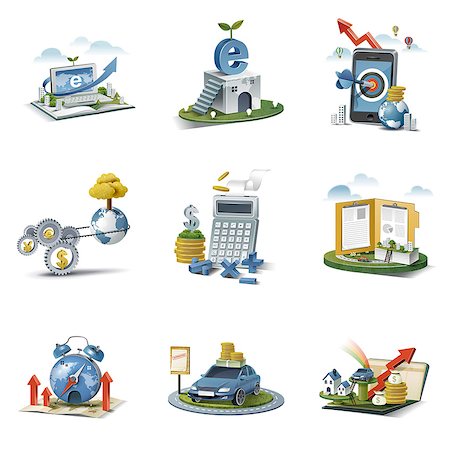 simsearch:6111-06838414,k - Set of various business related icons Stock Photo - Premium Royalty-Free, Code: 6111-06838489