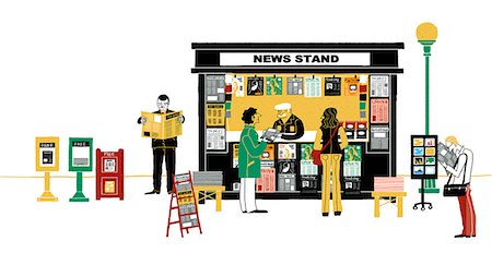 Illustration of news stand Photographie de stock - Premium Libres de Droits, Code: 6111-06838497