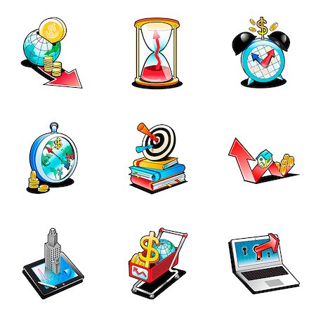 simsearch:6111-06838534,k - Set of various business related icons Stock Photo - Premium Royalty-Free, Code: 6111-06838407