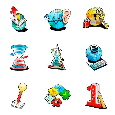 simsearch:6111-06837089,k - Various business related icons Stock Photo - Premium Royalty-Free, Code: 6111-06838414