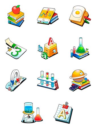 sunny side up - Various education related icons Stock Photo - Premium Royalty-Free, Code: 6111-06838418