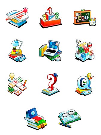 Various education related icons Stock Photo - Premium Royalty-Free, Code: 6111-06838419