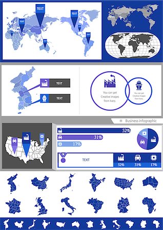 pie chart - Set of various business infographic Stock Photo - Premium Royalty-Free, Code: 6111-06838667