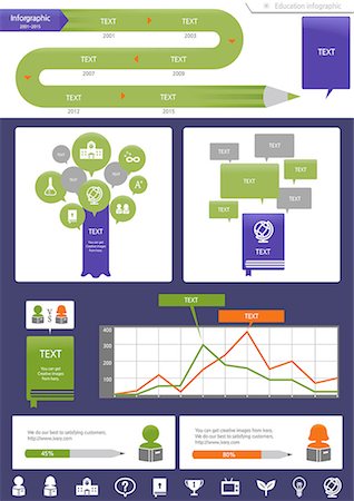 simsearch:6111-06838657,k - Set of various education infographic Foto de stock - Sin royalties Premium, Código: 6111-06838672