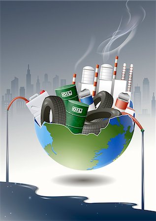 An illustration representing the impact of environmental damage. Foto de stock - Sin royalties Premium, Código: 6111-06838611